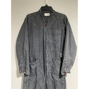 Sundry Jumpsuit Boilersuit Long Sleeve Utility Cotton tiny heart Gray Sz 1 Sm